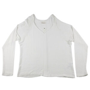 NWT Women's Anthropologie Basic V Neck Long Sleeve Blouse, Size XL, Ivory